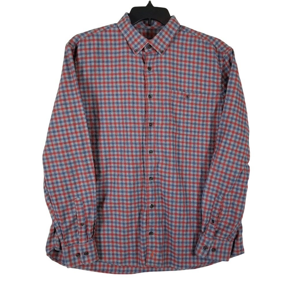 Johnnie-O Hangin Out‎ Mens XL Red Blue Plaid Flannel Button Down Shirt Cotton